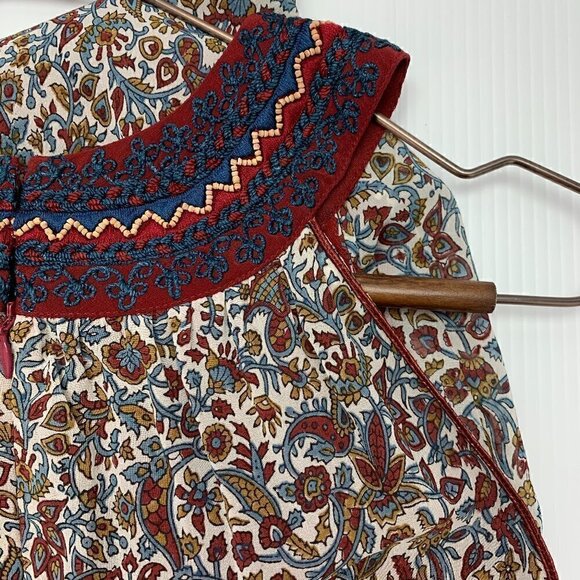 Talitha Silk Maxi Dress Medium Floral Boho Hand Beaded Pom Pom Hemline - Picture 13 of 16